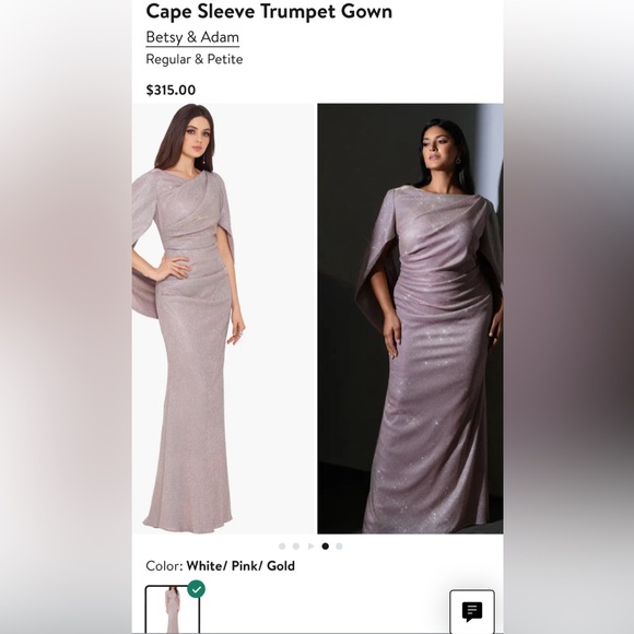 Betsy & Adam size 8 sparkly cape gown - Picture 3 of 4